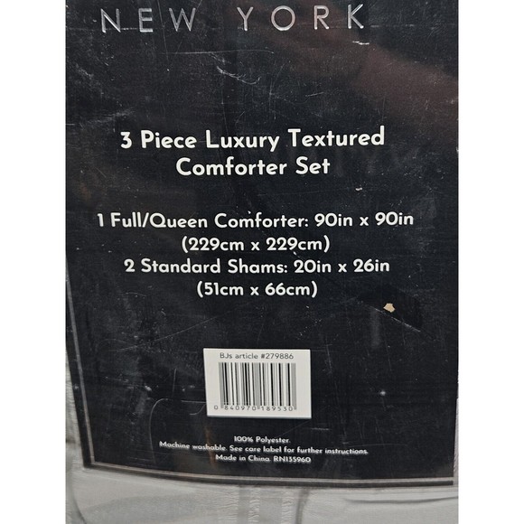 Nicole Miller Grey Full/Queen 3 Piece Luxury Textured Comforter Set, New - Picture 4 of 4
